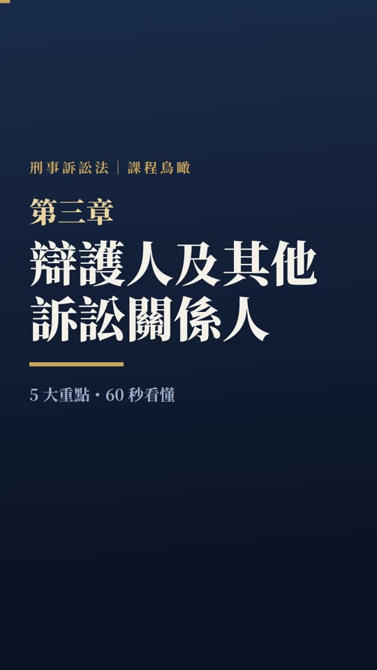 第三章｜辯護人及其他訴訟關係人｜課程鳥瞰影片封面
