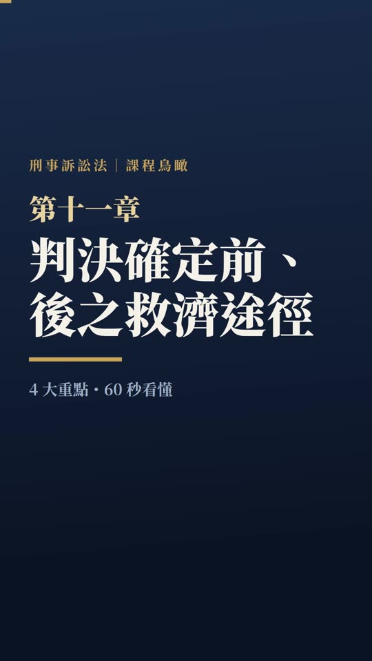第十一章｜判決確定前、後之救濟途徑｜課程鳥瞰影片封面